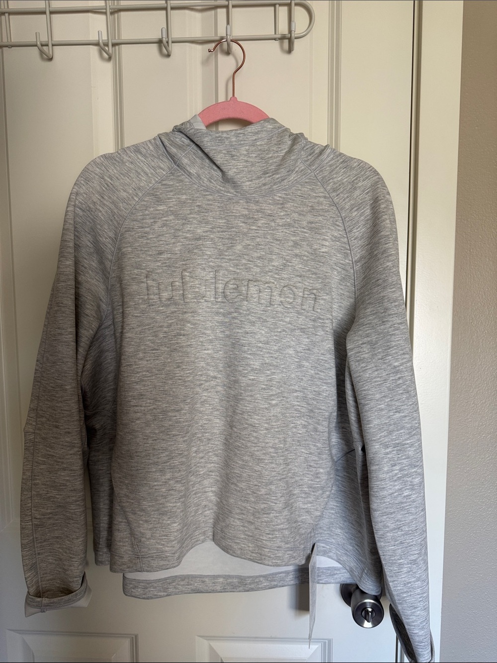 lululemon AiraWrap Hoodie Light Gray Emboss Wordmark